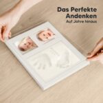 KeaBabies Baby Handabdruck & Fussabdruck Set – Premium Gipsabdruck Bilderrahmen in Esche – Bild 7