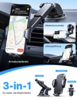 andobil 3-in-1 Kfz-Handyhalterung mit Saugnapf & Lüftungsclip – Universale Autohalterung für iPhone & Samsung – Bild 3