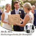 TUZELIYA Mr & Mrs Hochzeitsgeschenk Set 6-teilig – Tassen, Handtücher & Schürzen für Brautpaare – Bild 3