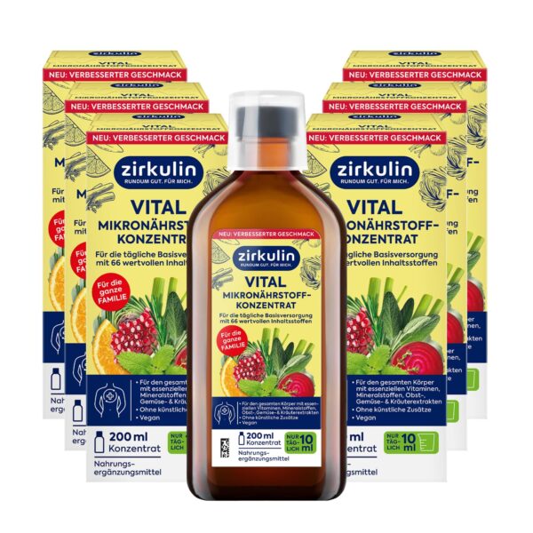 Zirkulin Vital Mikronährstoffkonzentrat 6x200ml – 66 Vitalstoffe für die ganze Familie