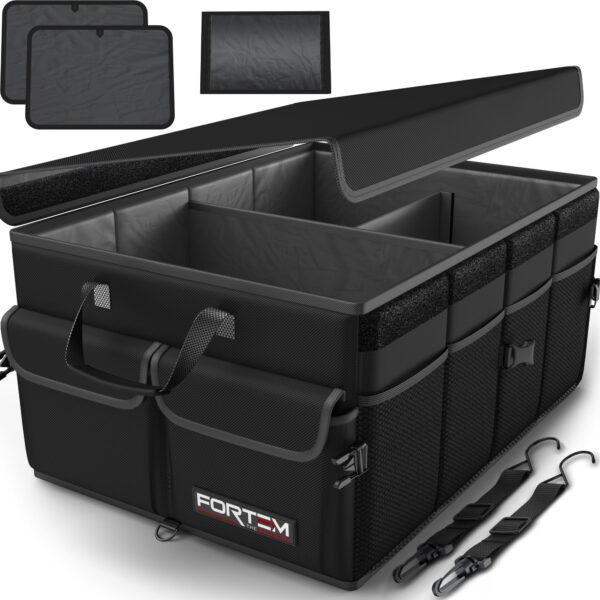 FORTEM Kofferraum Organizer 65L – Klappbare Kofferraumbox mit Fächern & Rutschfestem Boden
