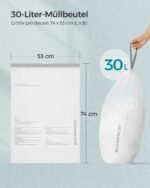 SONGMICS Müllbeutel 30 Liter mit Zugband – 180 Stück, hochbelastbar bis 20 kg – Bild 3
