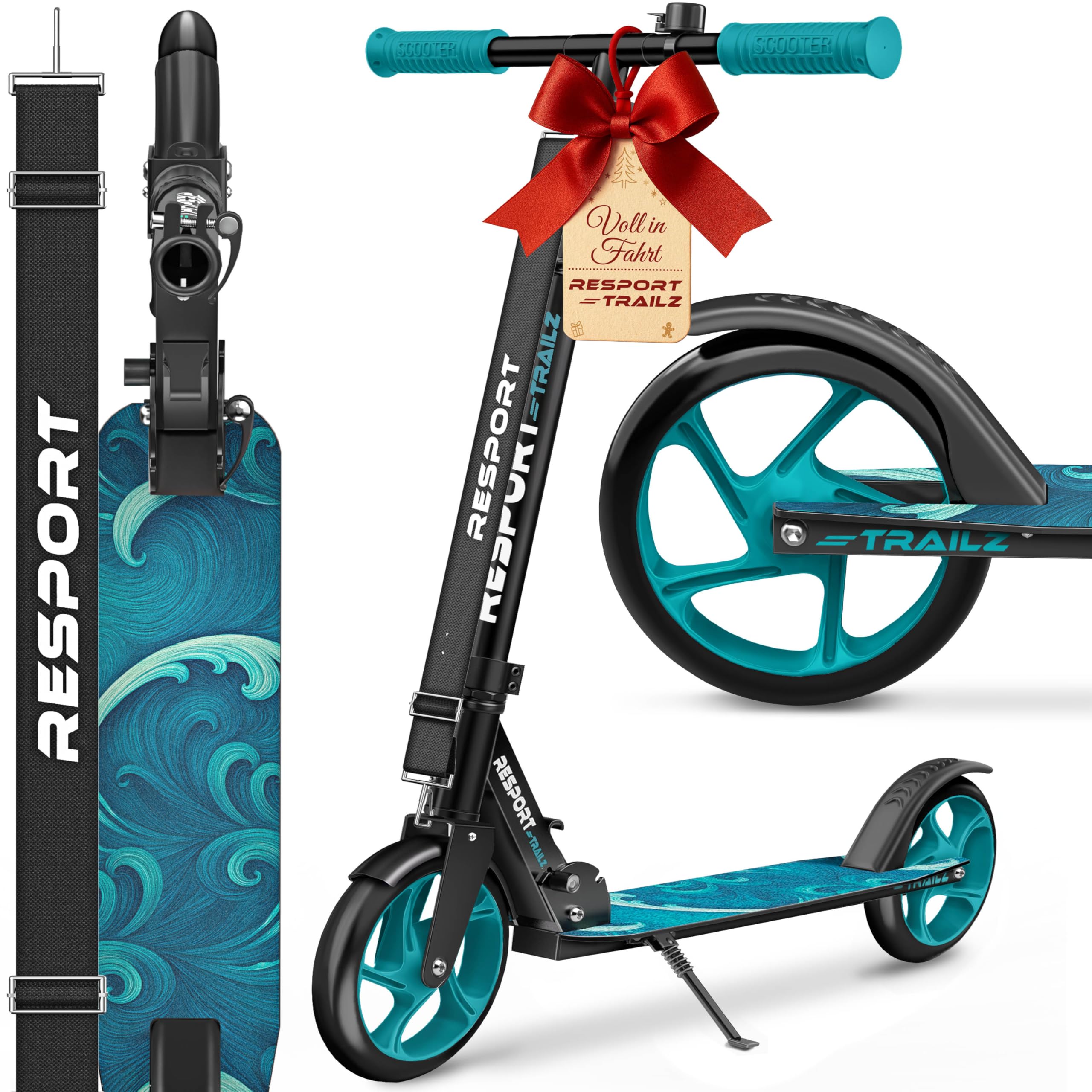 81uMWBwMcAL._SY2560_.jpg RE:SPORT Cityroller höhenverstellbar & klappbar bis 100 kg – Tretroller mit Klingel für Kinder & Erwachsene – Bild 1