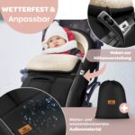 Kidiz Winterfussssack 95 cm mit Lammfleece – Wasserdicht & Winddicht für Kinderwagen – Bild 7