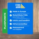 STAHLMANN Bügelbrett 114x34 cm mit rutschfesten Füssen – Stabiler Bügeltisch Made in EU – Bild 7