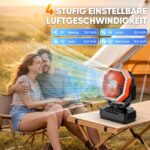 Multper 20000mAh Camping Ventilator mit Fernbedienung, LED & Timer – Tragbarer Akku Ventilator – Bild 3