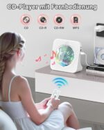 Greadio Bluetooth CD-Player Tragbar mit Fernbedienung – HiFi-Sound & FM-Radio Weiss – Bild 2