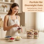 EDELHAUS Overnight Oats Gläser Set 4x500ml mit Bambusdeckel, Löffeln & Etiketten – Bild 5
