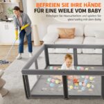 SPRX Laufstall Baby 127x127 cm – Faltbarer Sicherheitslaufstall mit Alphabetmatte & Ozeanbällen – Bild 7