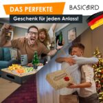 BASICBIRD® Couchbar Snackbox – Bambus Sofatablett mit 3 Edelstahl-Schalen & Getränkehalter – Bild 6