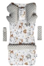 Medi Partners Kinderwagen Sitzauflage Set – Doppelseitig Baumwolle & Minky für Sommer & Winter