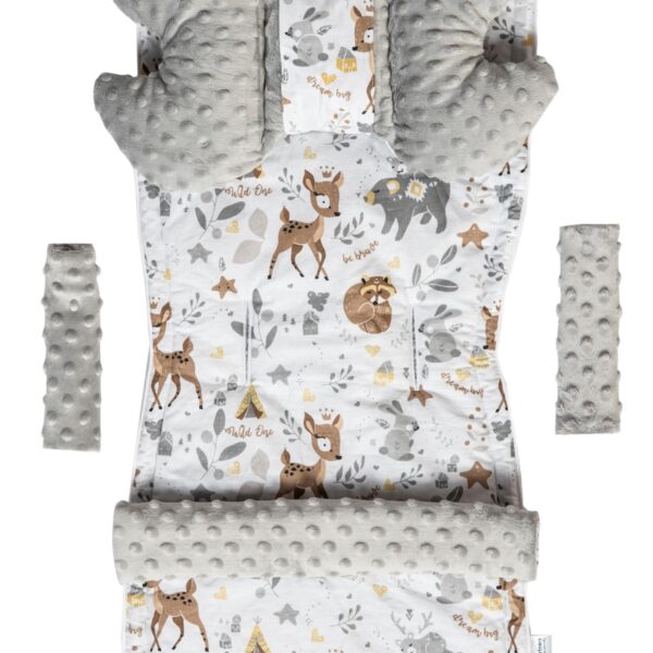 Medi Partners Kinderwagen Sitzauflage Set – Doppelseitig Baumwolle & Minky für Sommer & Winter