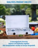 CFH Capri ZK 421 Zweiflammkocher – 3,8 kW Camping Gaskocher mit Druckregler & Schlauch – Bild 4