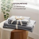 BEDSURE Bettwäsche 135x200 4teilig – Mikrofaser Wendebettwäsche mit Reissverschluss Grau – Bild 7