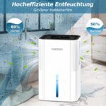 Haksimey Luftentfeuchter 2800ml – Tragbar mit Abtauen, Timer & 7-Farben LED für Schlafzimmer – Bild 3