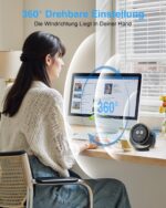 Fitabok USB Tischventilator mit 5 Geschwindigkeiten & 360° Drehung – Tragbar mit 4000mAh Akku – Bild 3