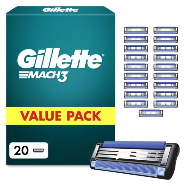 Gillette Mach 3 Ersatzklingen 20er Pack – Gründliche Rasur für Männer