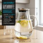 Arendo Glaskaraffe 2500 ml mit Edelstahldeckel & Grobfilter – Borosilikatglas – Bild 3