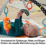 Fisher-Price Tierfreunde Kontrast-Spieldecke – 3-in-1 Spielbogen mit Musik & Licht ab Geburt – Bild 4
