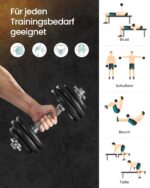 SONGMICS Hantelset 50 kg mit Gusseisen – Verstellbare Kurzhanteln für Kraft & Fitnesstraining – Bild 3