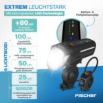 Fischer Twin Stop 100 Lux LED-Beleuchtungsset – StVZO-zugelassen mit Sensormodus – Bild 3