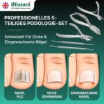 Blizzard Podologie Instrumente Set – 5-teiliges Profi Fussplege Werkzeug für eingewachsene Nägel – Bild 2