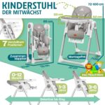 KIDIZ 3in1 Hochstuhl mit Spielbügel – Mitwachsender Kinderhochstuhl von 0–36 Monate – Bild 2