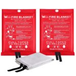 wucgea Feuerlöschdecke 160x180 cm – 2er Pack Brandschutzdecke nach DIN EN 1869:2019