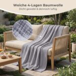 LAYNENBURG Premium Musselin Tagesdecke 150x200 cm – 100% Baumwolle, 4-lagig – Bild 7