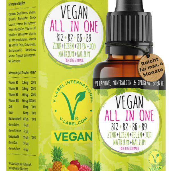 NatureCraft Vegan All-in-One Tropfen – Multivitamin-Komplex für pflanzliche Ernährung