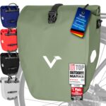 Valkental Gepäckträgertasche 20L wasserdicht – Fahrradtasche mit Reflektoren Natur Grün
