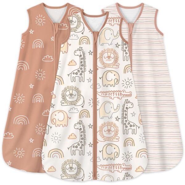 Yoofoss Baby-Sommerschlafsack 78cm 0.5 Tog 3er-Pack – Bio-Baumwolle für 6-12 Monate