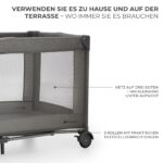 Kinderkraft Joy 2 3in1 Reisebett – Multifunktionales Babybett mit Zubehör in Dunkelgrau – Bild 8
