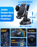 YRU Auto-Handyhalterung mit Vakuumsaugnapf & 360° Drehbar – Wackelfrei für iPhone & Samsung – Bild 4