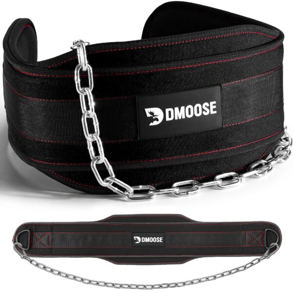 DMoose Dip-Gürtel mit 36" Stahlkette – Gewichtsgürtel für Krafttraining & Klimmzüge