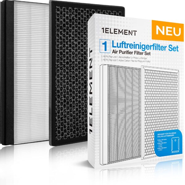 2er Filter-Set für Philips Luftreiniger AC2882/AC2887/AC2889/AC3829 – HEPA & Aktivkohle