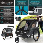 KESSER Sport-RX 2in1 Kinderfahrradanhänger & Buggy – 5-Punkt-Gurt für 1-2 Kinder bis 40 kg – Bild 3