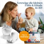 Niimo 3D Gipsabdruck Baby Hand und Fuss – Detailgetreues Erinnerungsset für Neugeborene – Bild 2