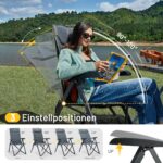 TIMBER RIDGE Campingstuhl Faltbar 150kg – 4-fach verstellbar mit Kopfstütze & Tasche – Bild 4