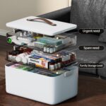 CTIME 3-stöckige Medizinbox mit Lederhenkel – Tragbarer Medizinorganizer für Zuhause & Reisen – Bild 4