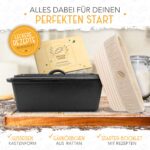 KRUSTENZAUBER Brotbackform 28cm mit Deckel & Gärkorb – Gusseisen Brottopf – Bild 3