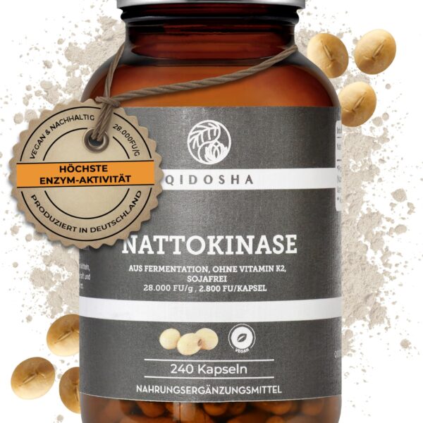 QIDOSHA Nattokinase Kapseln 2800 FU hochdosiert – Premium Enzym für Herz & Gefässe