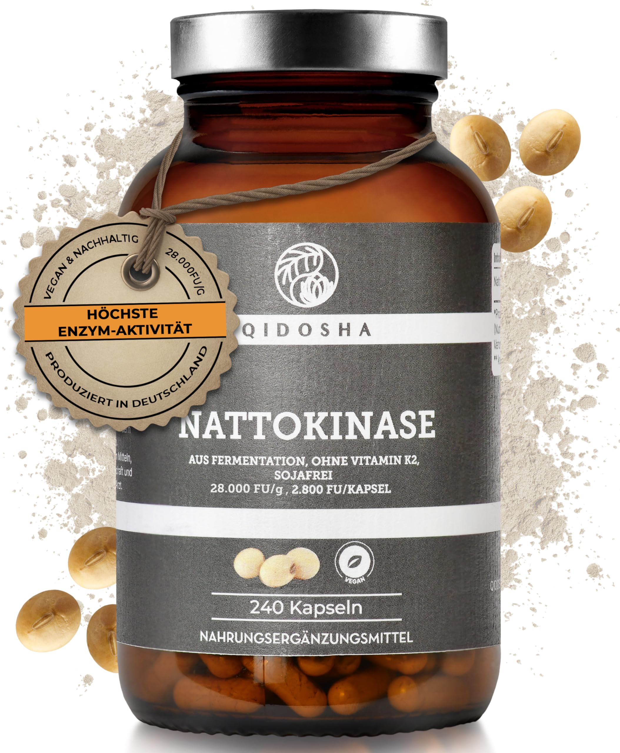91A24iE14QL._SY2560_.jpg QIDOSHA Nattokinase Kapseln 2800 FU hochdosiert – Premium Enzym für Herz & Gefässe – Bild 1