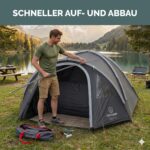JUSTCAMP Scott 4 Dark – Kuppelzelt für 4 Personen mit Lichtschutz & Vorraum – Bild 8
