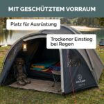 JUSTCAMP Scott 4 Dark – Kuppelzelt für 4 Personen mit Lichtschutz & Vorraum – Bild 5