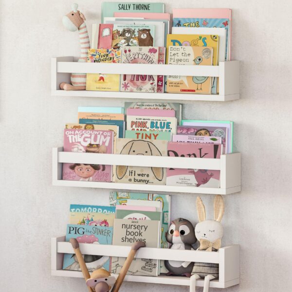 NATURE SUPPLIES Montessori Bücherregal 3er-Set – Wandregal Kinderzimmer aus Holz