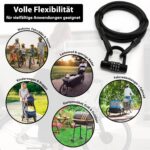 KOHLBURG Kabelschloss 5m mit Zahlenkombination – Stahlseil Sicherung für Fahrrad & Gartenmöbel – Bild 2