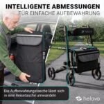 Helavo Faltbarer Rollator mit Sitz – Leichtgewicht Aluminium Gehwagen für Senioren – Bild 6