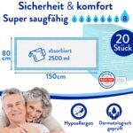 Harmony Care® Inkontinenz Bettunterlage XL 80x150 cm – 6-lagig mit 2500 ml Saugkraft – Bild 5