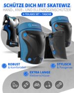 SKATEWIZ 6-teiliges Protektorenset – Knie-, Ellenbogen- & Handgelenkschoner für Kinder – Bild 3